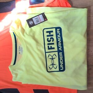 NWT Men's Under Armour Bright Orange and Neon Yellow Shirts Quantity 2